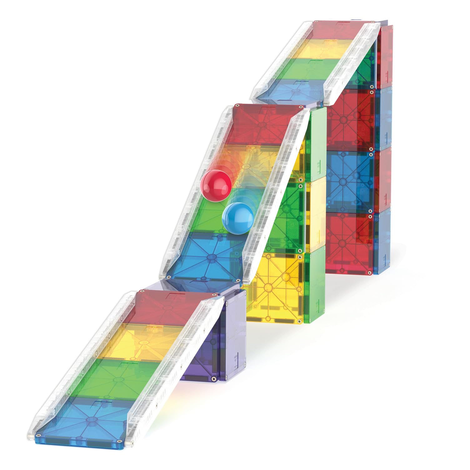 MAGNA-TILES assembled build next to ruler to show scale and size