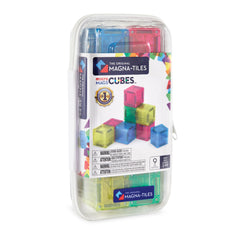MAGNA-TILES vista frontal del paquete microMAGS y bolsa de viaje, portátil y colorido