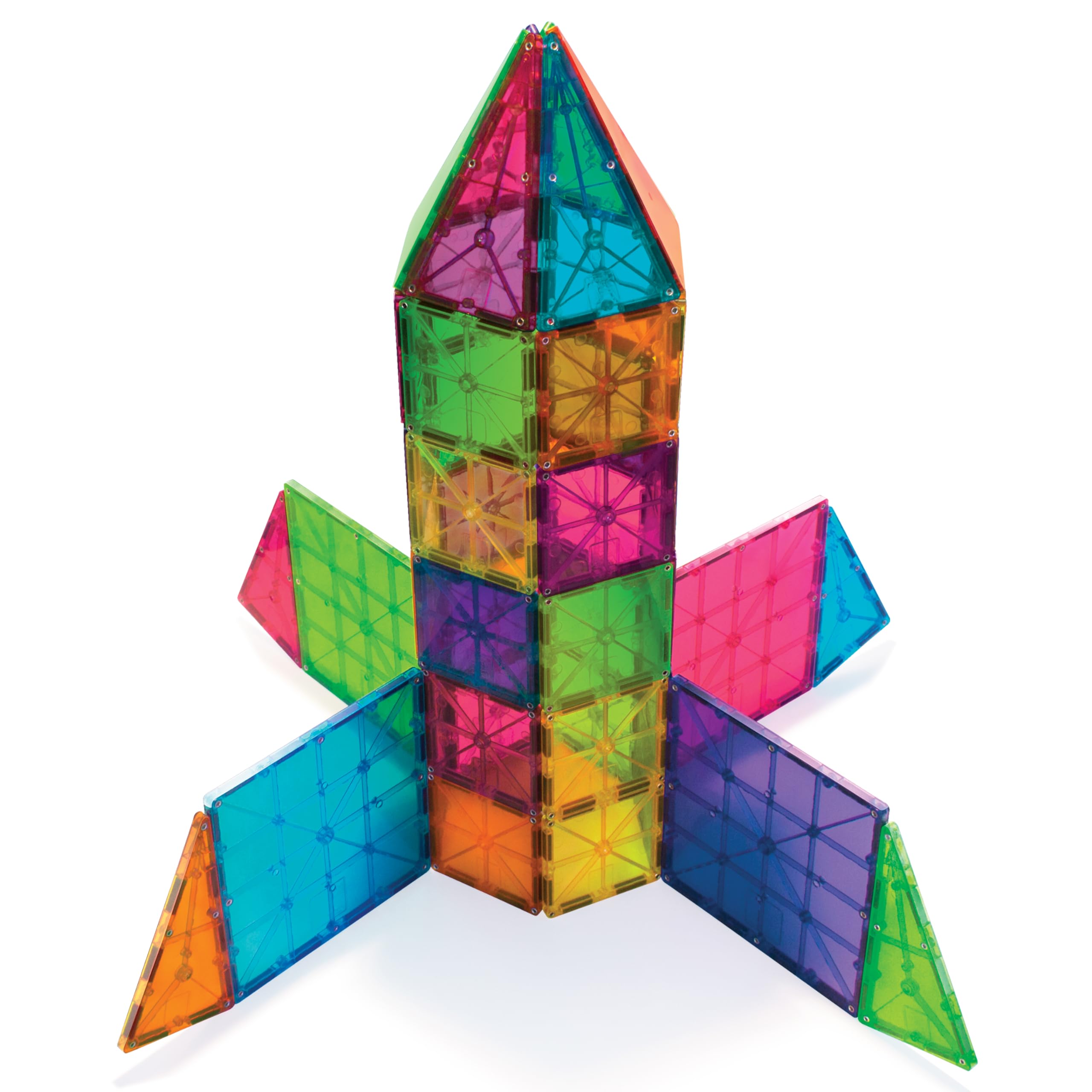 MAGNA-TILES manos de niño armando una torre, fomenta habilidades motrices