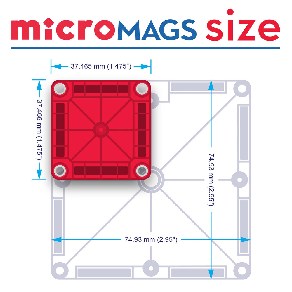 MAGNA-TILES interior del estuche usado como base estable para construcciones