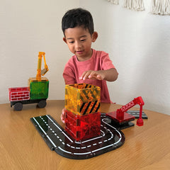 MAGNA-TILES carreteras ensambladas listos para coches, facilita juego imaginativo continuo