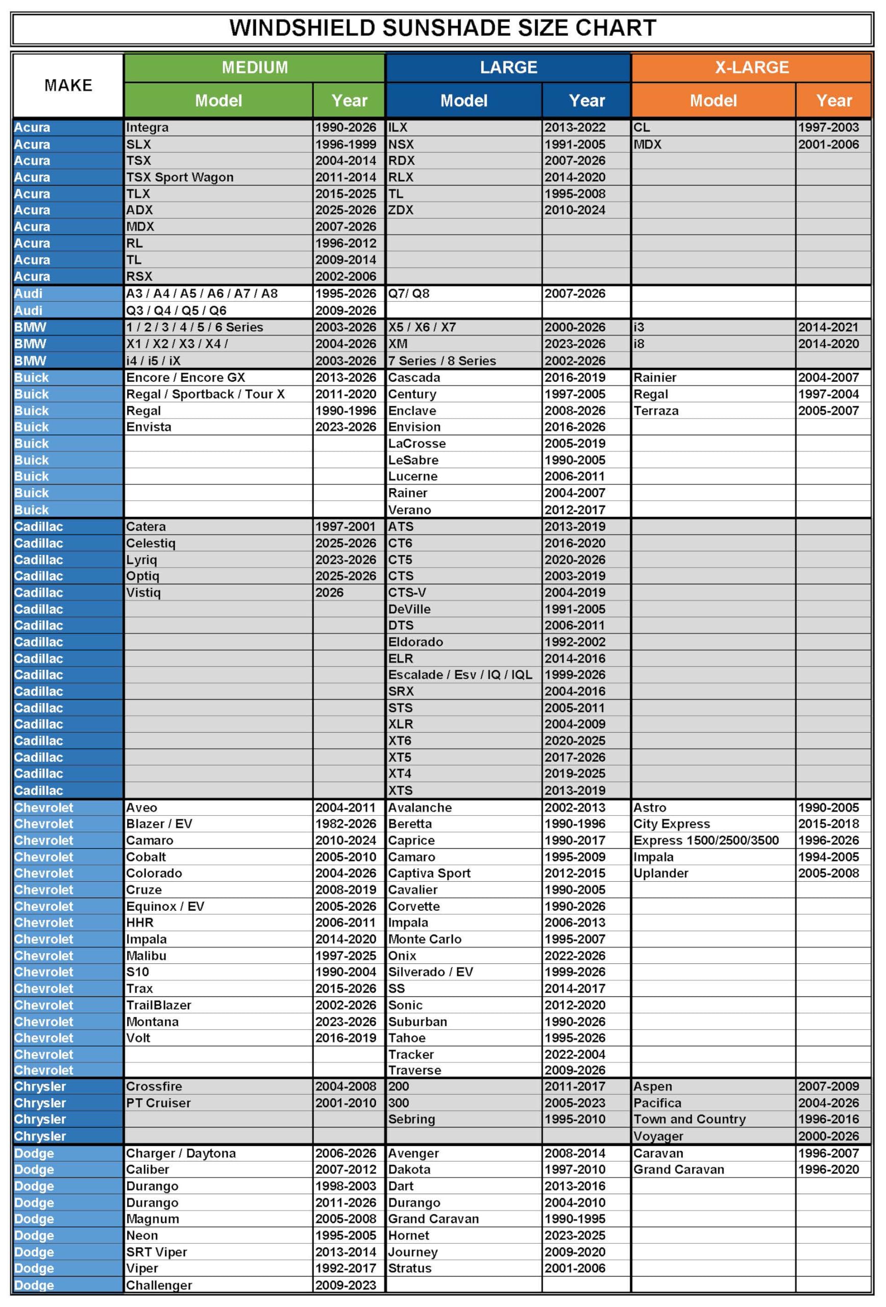 Comparación de tamaño Magnelex grande 63x33.8 para parabrisas amplios