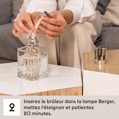 MAISON BERGER quemador instalado en lámpara difundiendo fragancia sin humo