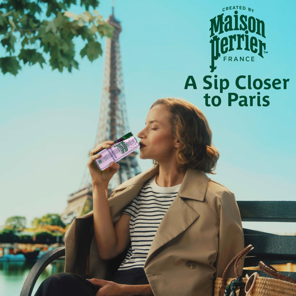 Maison Perrier close-up de burbujas resaltando efervescencia limpia