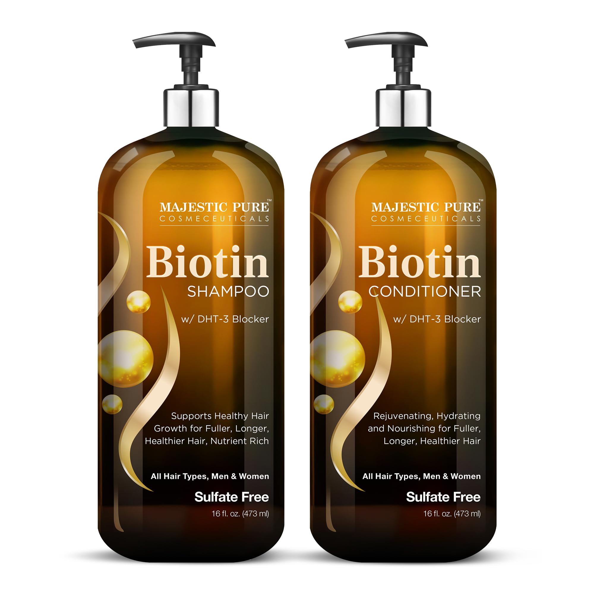 Majestic Pure set frontal mostrando botellas dobles y beneficio volumen inmediato