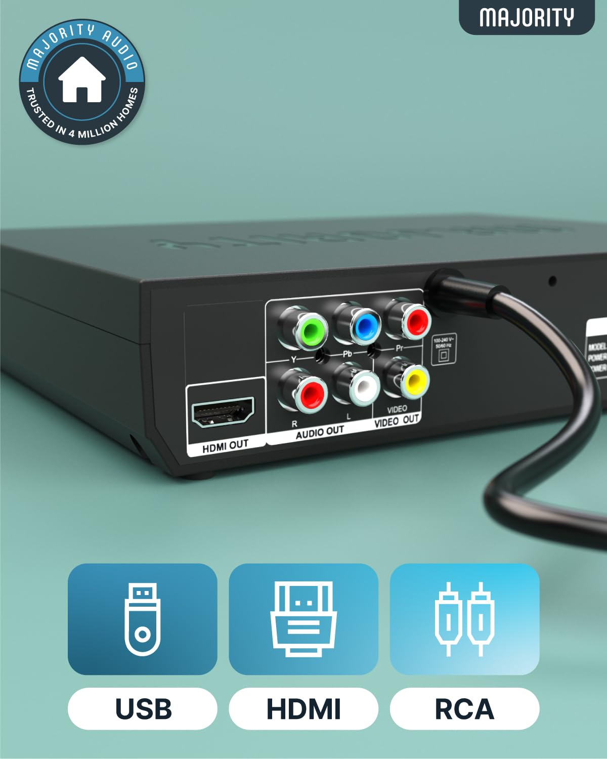 Majority puerto USB con un pendrive reproduciendo música y vídeo