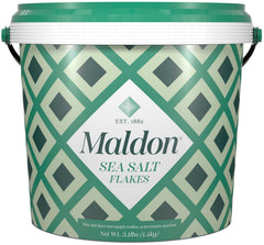 Maldon tubo frontal mostrando escamas y envase, realza sabor y conservación