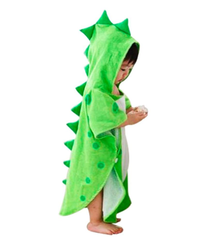 Maleroads toalla-bata frontal con dinosaurio verde, secado rápido