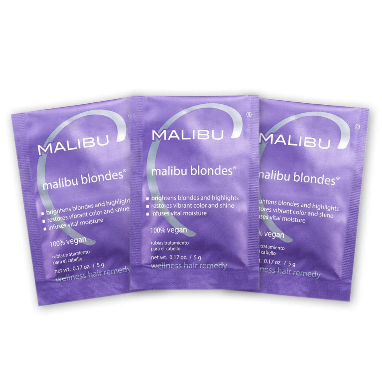 Malibu C frente del sobre mostrando presentación y beneficio de corrección de tonos