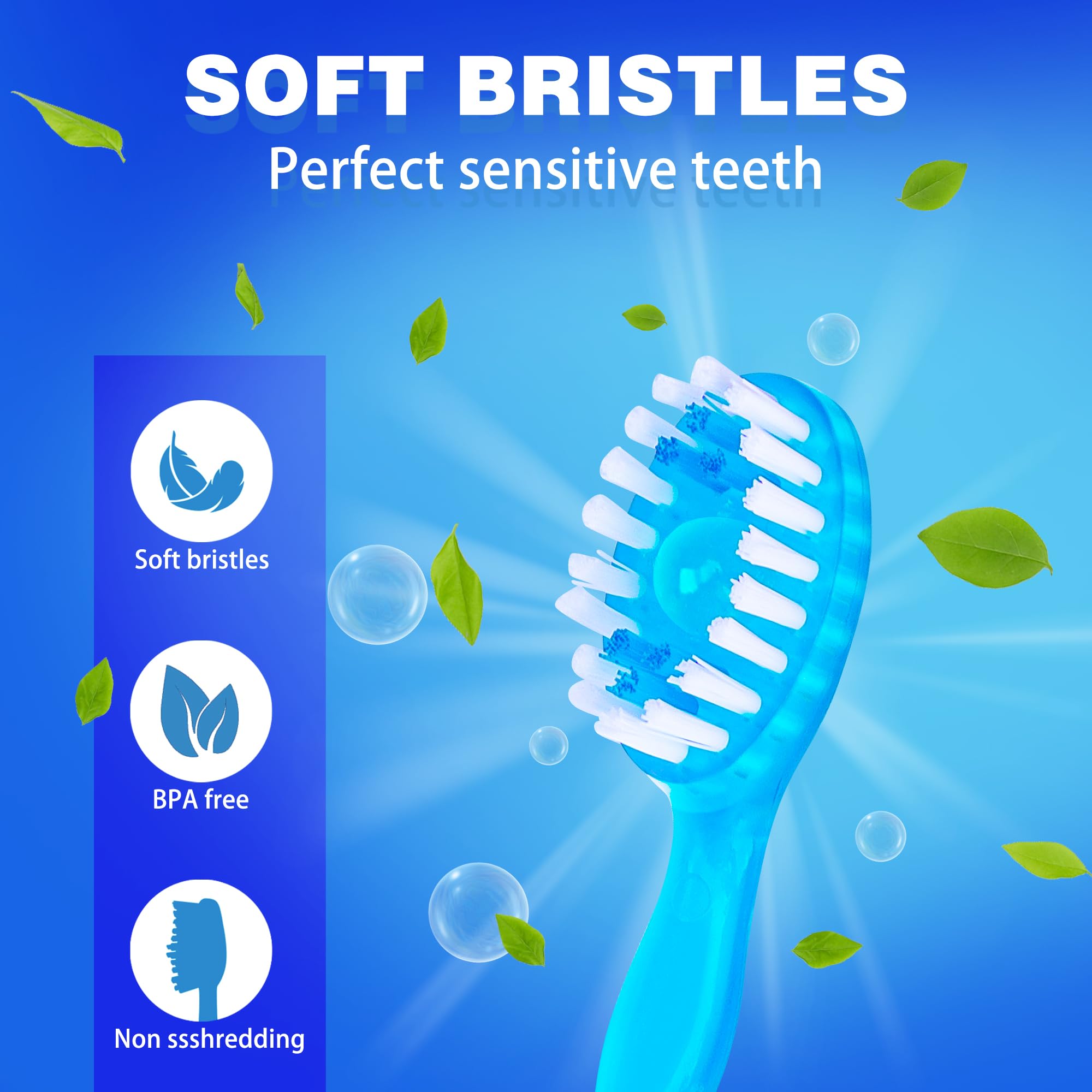 Malisseladi primer plano de cerdas suaves que limpian dientes con delicadeza