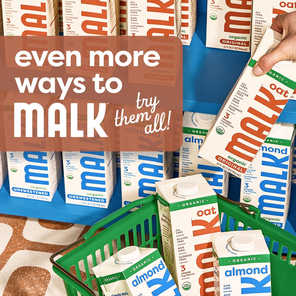 MALK ingredientes en primer plano, beneficio de transparencia y limpieza