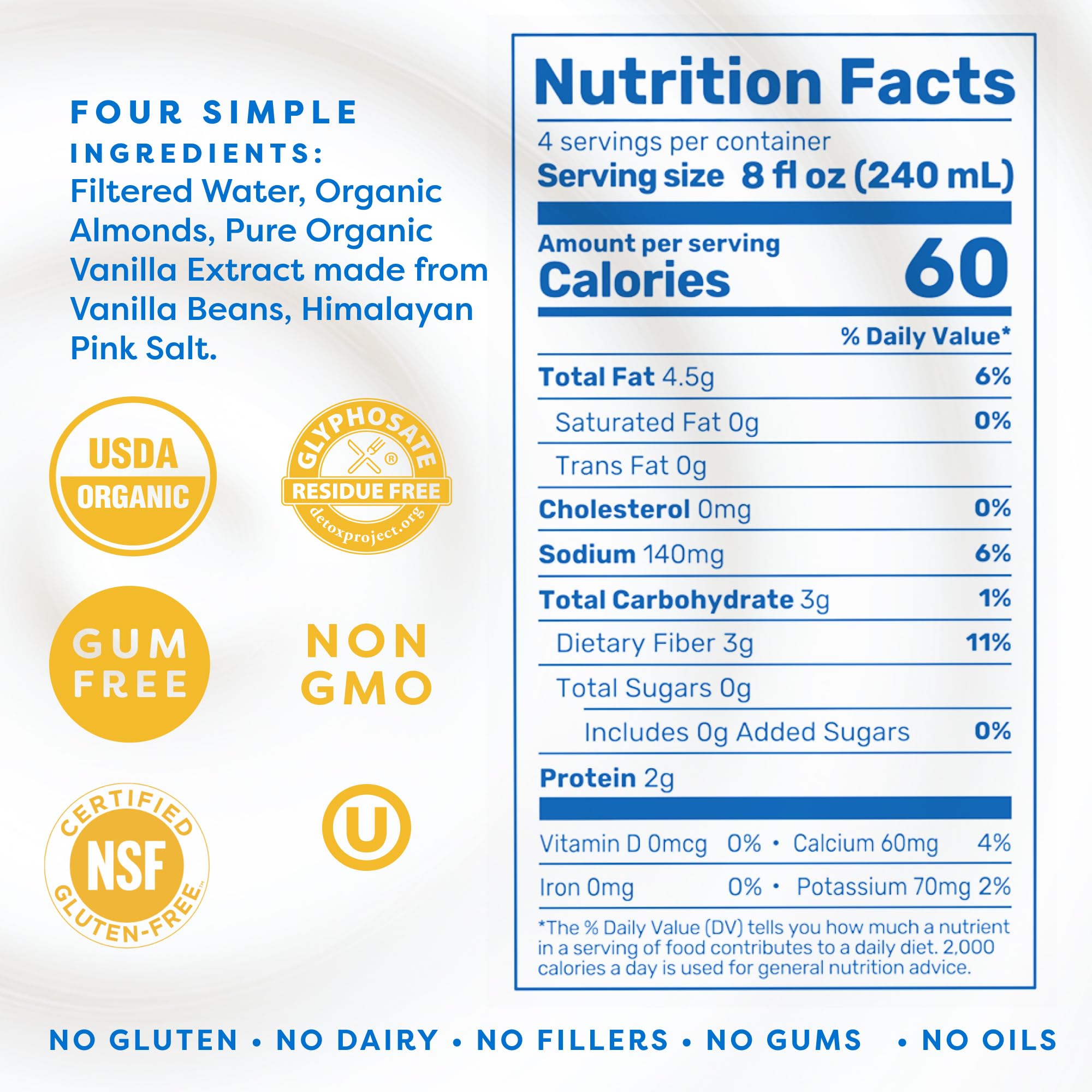 MALK etiqueta orgánica en primer plano que comunica ingredientes simples