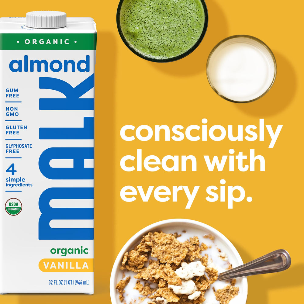 MALK extracto de vainilla y almendras en foco para destacar sabor natural