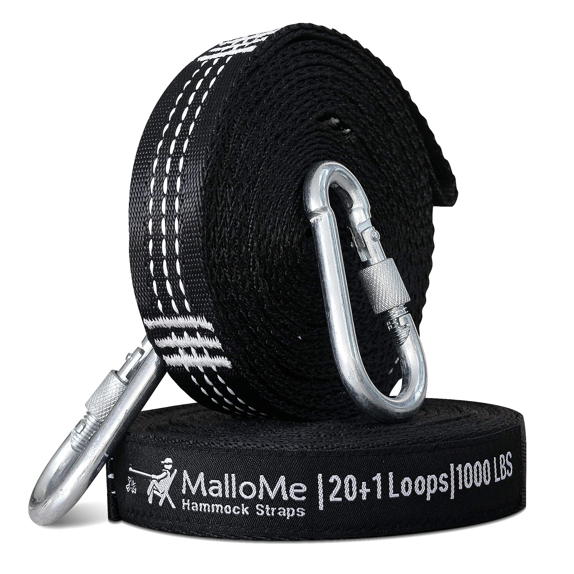 MalloMe hamaca colgada entre dos árboles con correas instaladas fácilmente