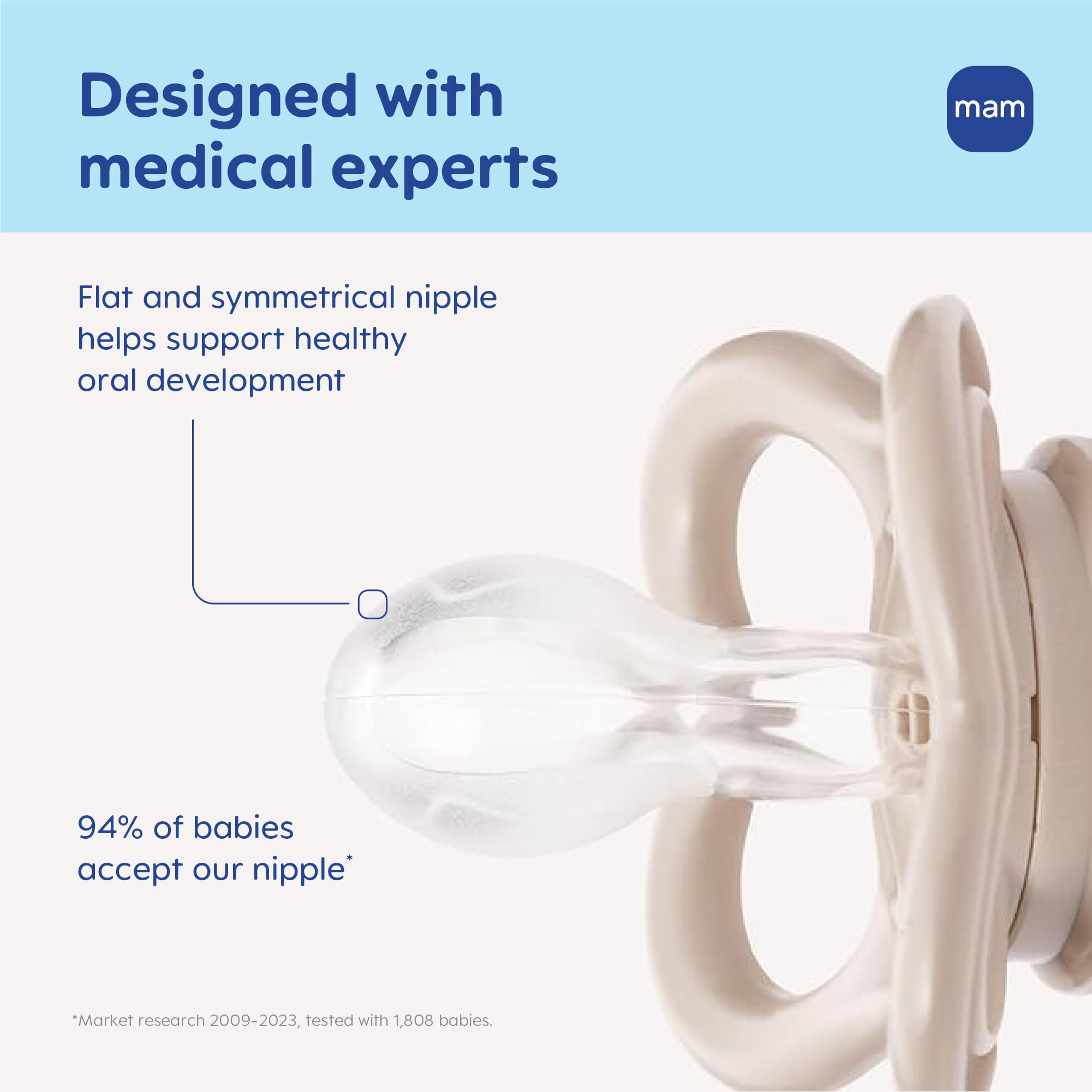 MAM detalle de la tetina SkinSoft™ de silicona médica, sensación similar al pecho