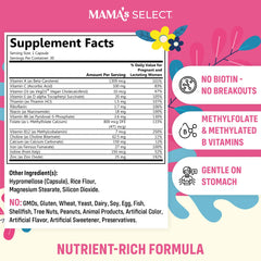 Mama's Select primer plano de cápsula pequeña, cómoda para tragar