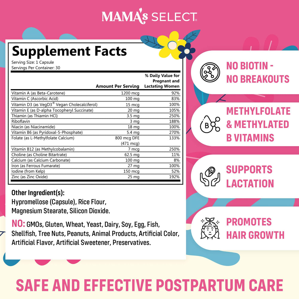 Mama's Select primer plano de cápsula vegana fácil de tragar