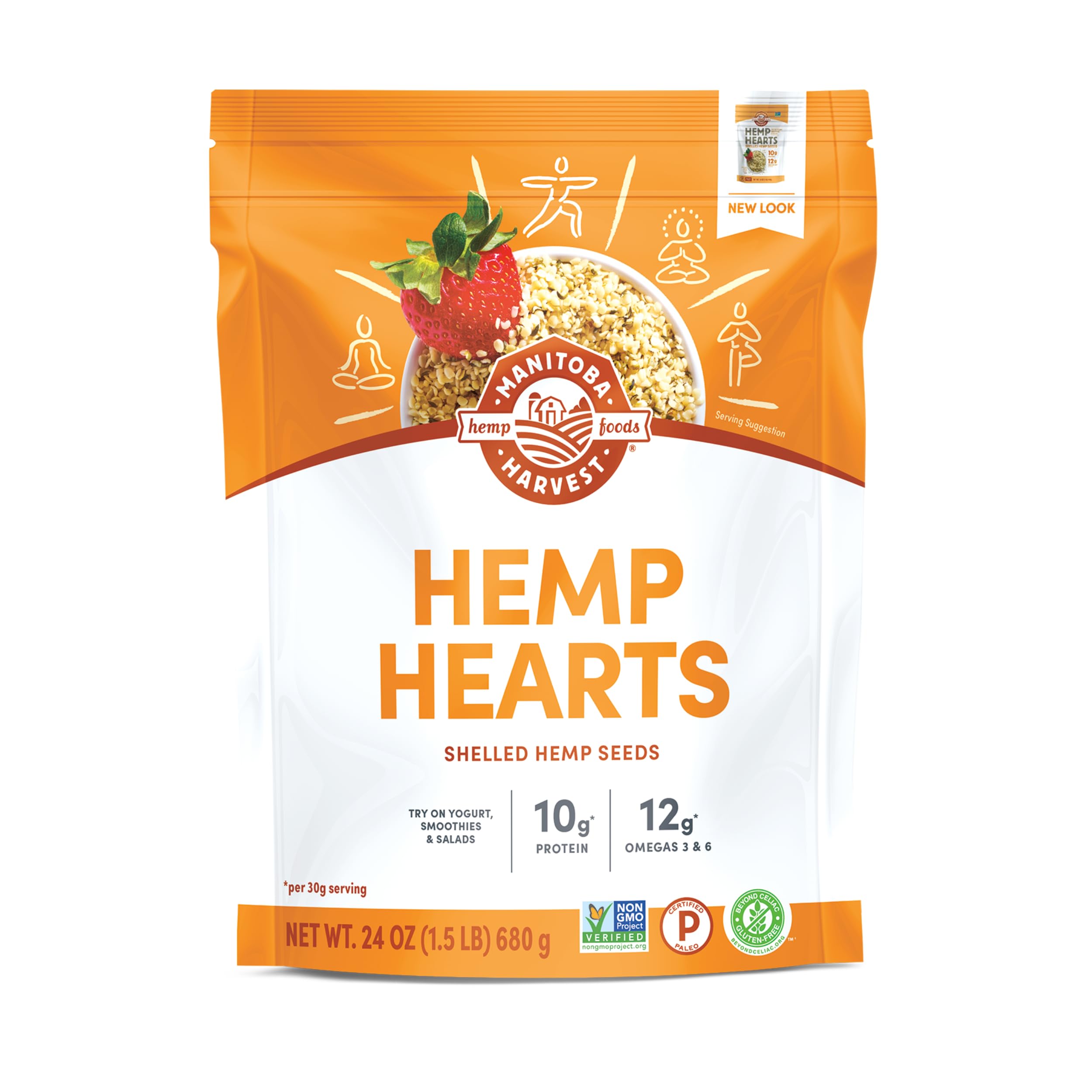 Manitoba Harvest frente del empaque mostrando 24 oz y beneficio nutricional
