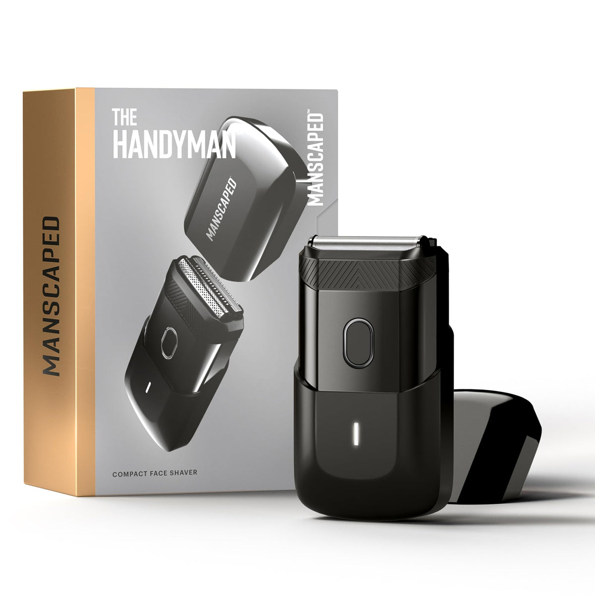 MANSCAPED vista frontal del dispositivo mostrando diseño compacto y práctico