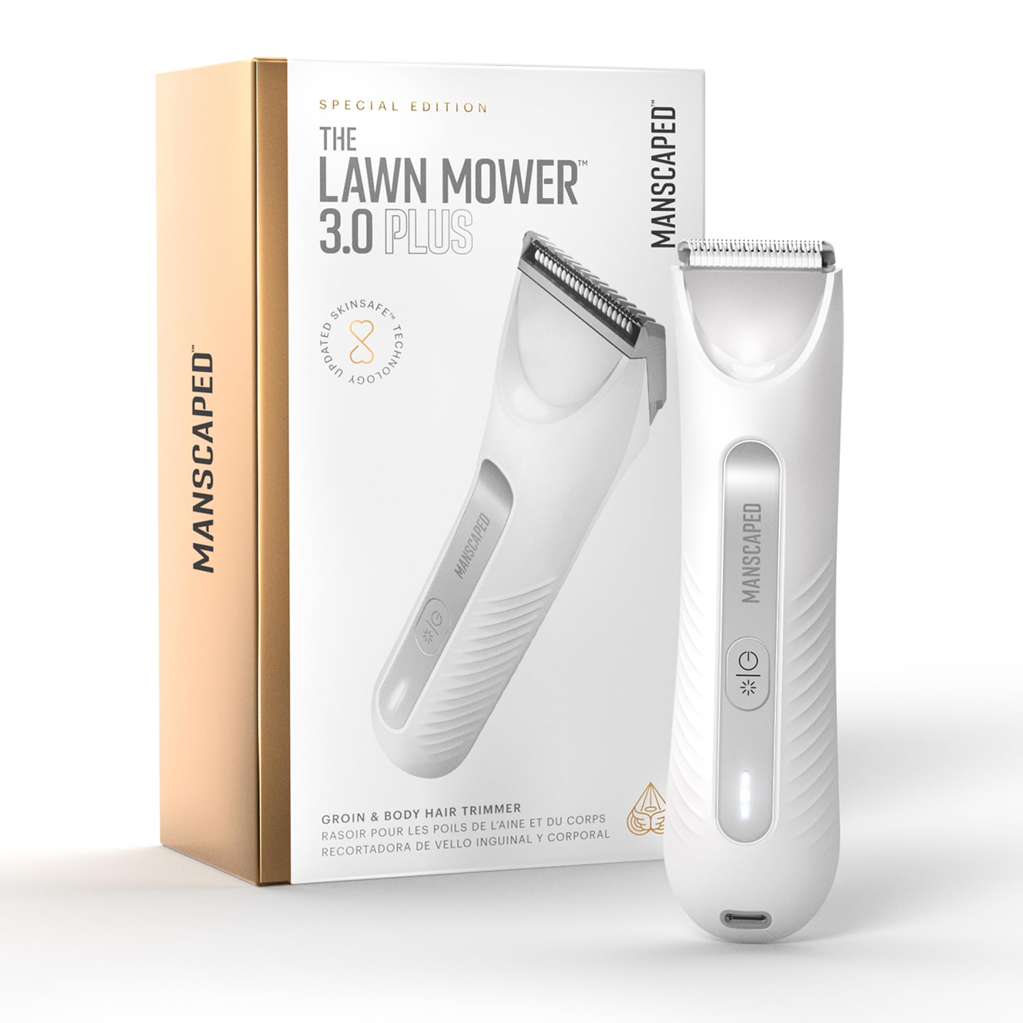 MANSCAPED recortadora frontal dispositivo blanco y diseño ergonómico