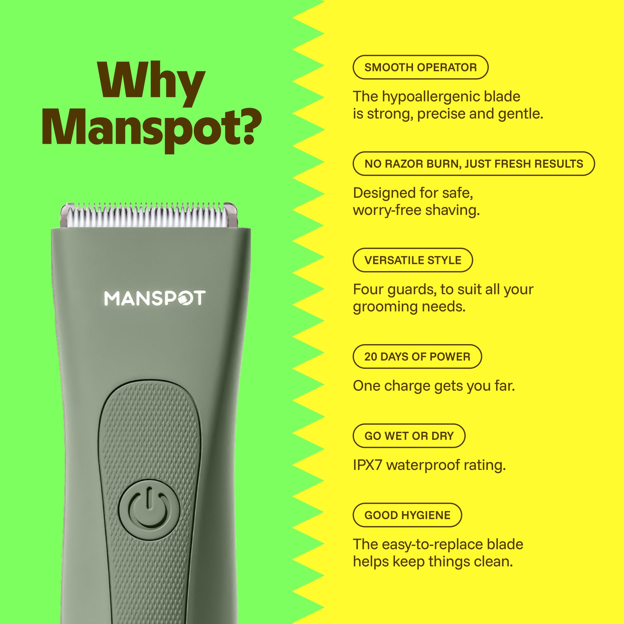 MANSPOT primer plano de cuchilla cerámica hipoalergénica para afeitado sin cortes