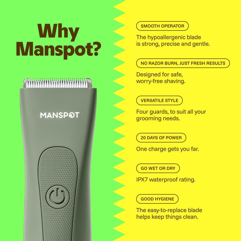 MANSPOT primer plano de cuchilla cerámica hipoalergénica para afeitado sin cortes