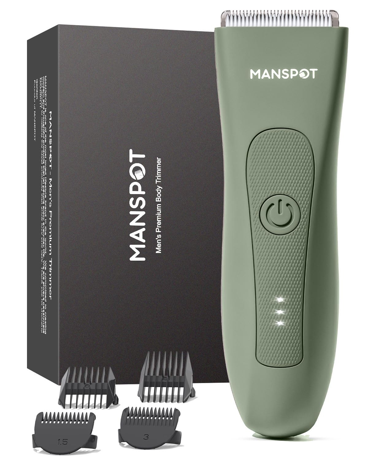 MANSPOT vista frontal del dispositivo mostrando diseño y botones, cómodo y seguro