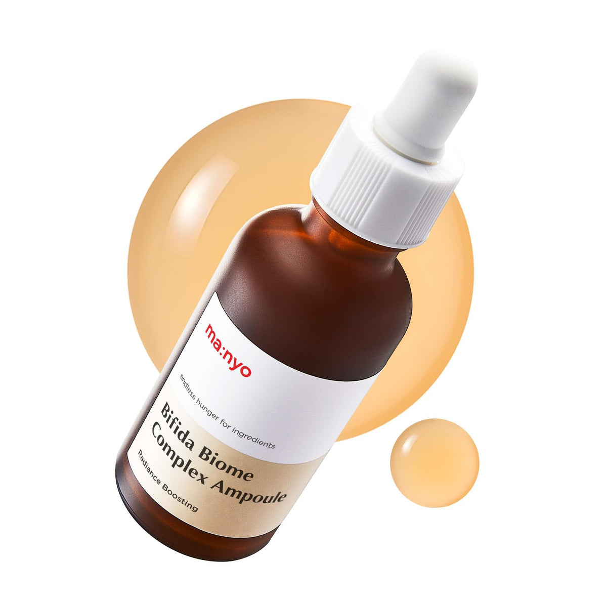 ma:nyo frasco frontal del Bifida Night Serum mostrando diseño y volumén