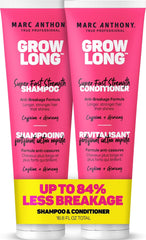 Marc Anthony pack frontal Grow Long mostrando envases y beneficio fortaleza