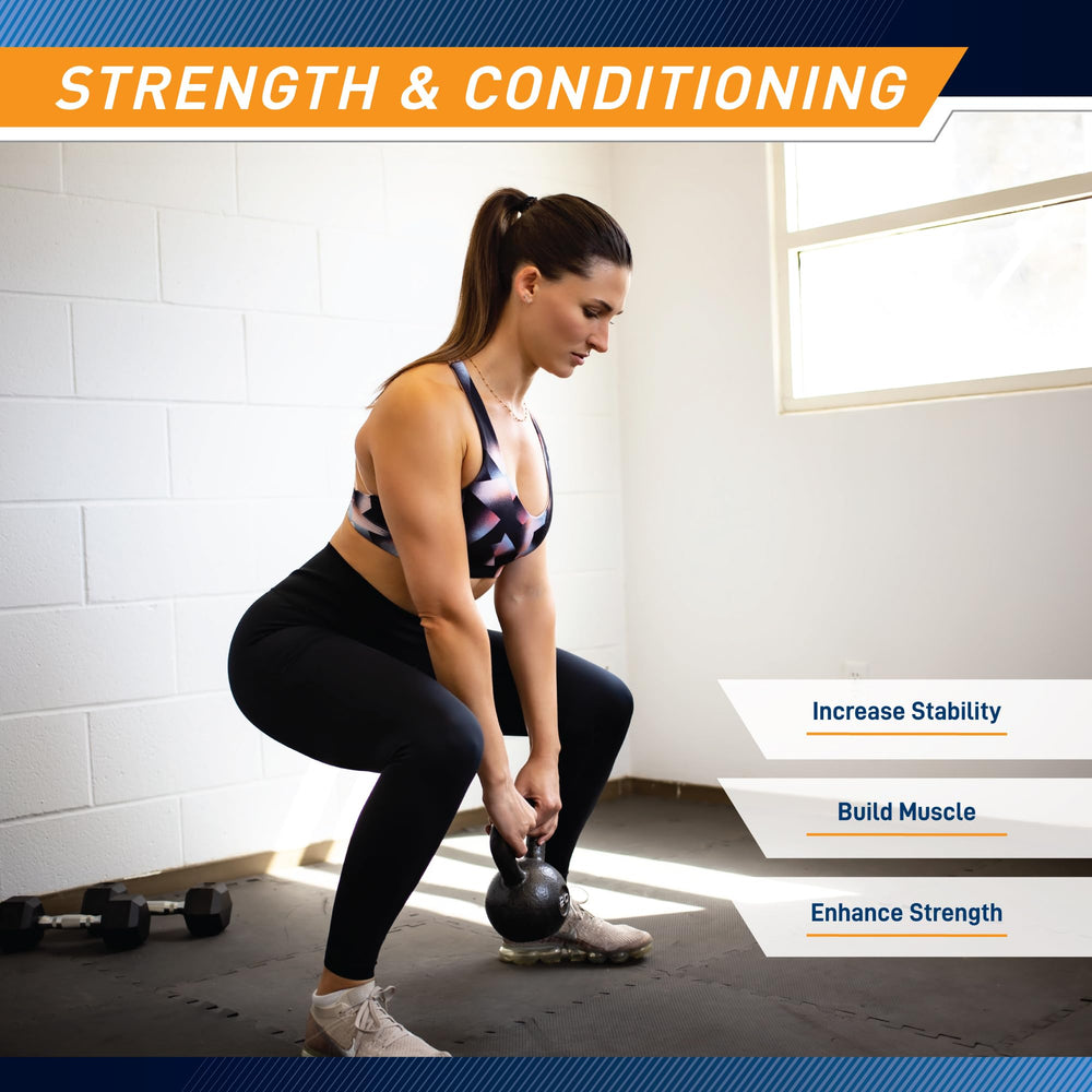 MARCY kettlebell ambientada en gimnasio casero para entreno funcional