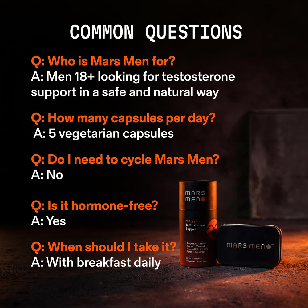 MARS MEN ingredientes naturales (Tongkat Ali, fenugreco) en primer plano