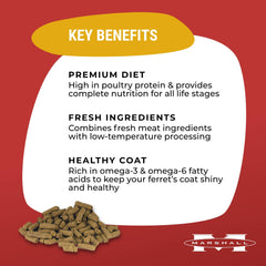 Marshall Pet Products detalle de croqueta abierta, muestra densidad y calidad de ingredientes