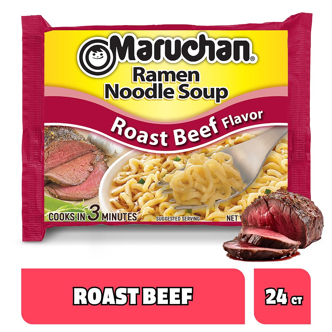 Maruchan paquete abierto con fideos y sobre de condimento listos para preparar