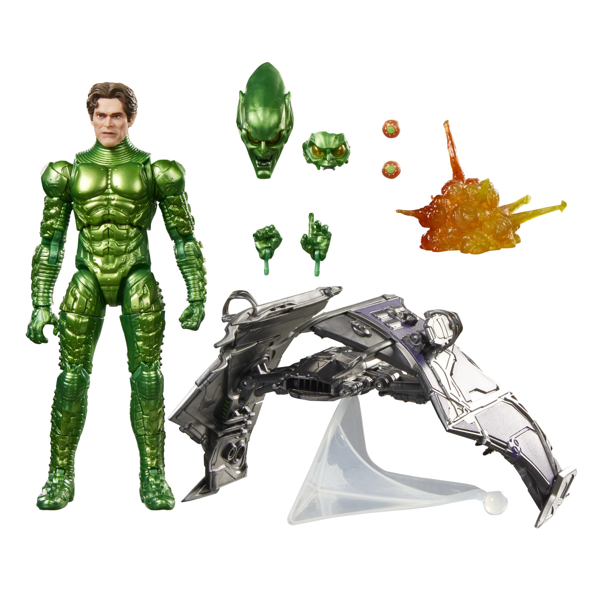Marvel Green Goblin vista frontal en empaque window box, ideal para exhibir