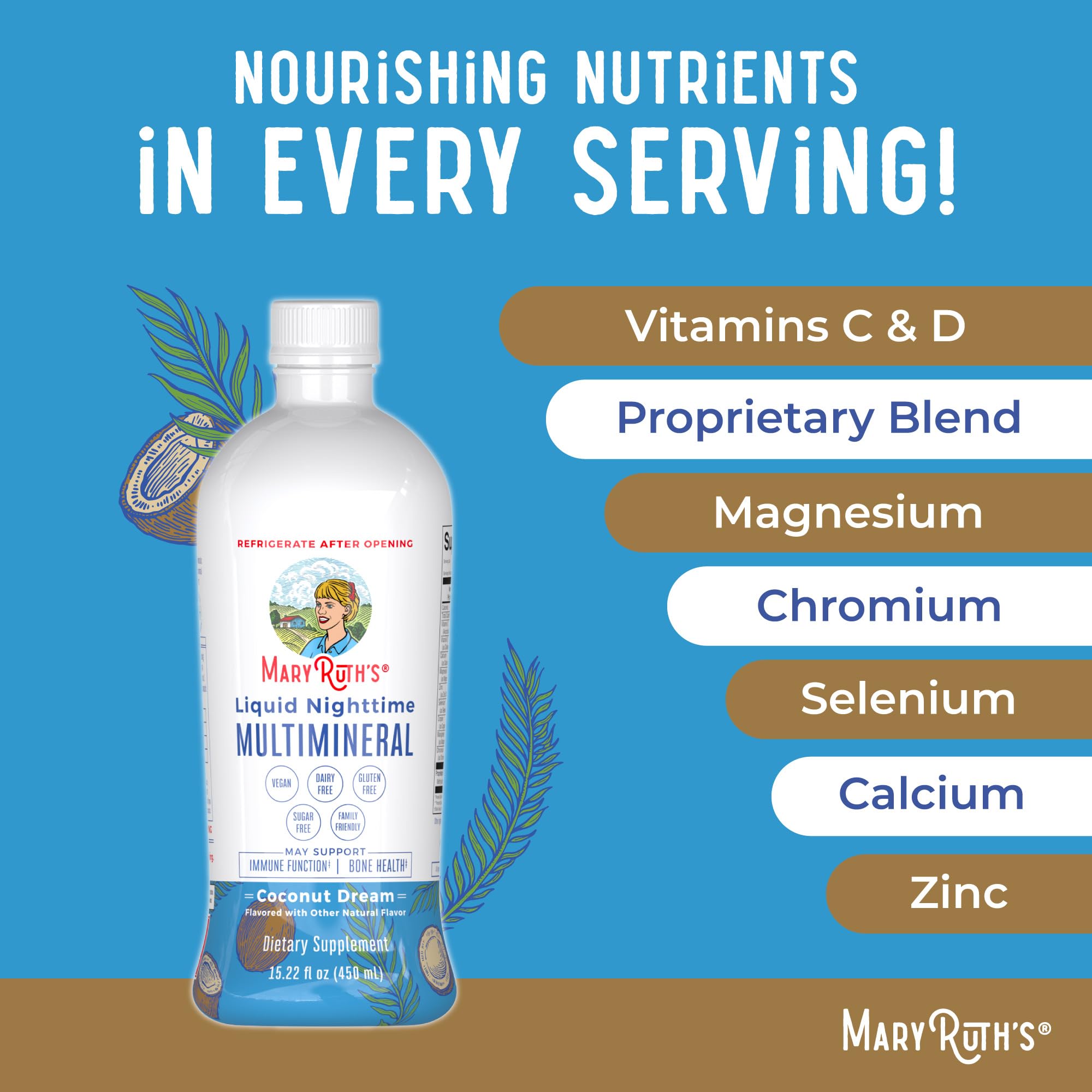 MaryRuth's sellos de certificación y calidad indicando pureza y confianza