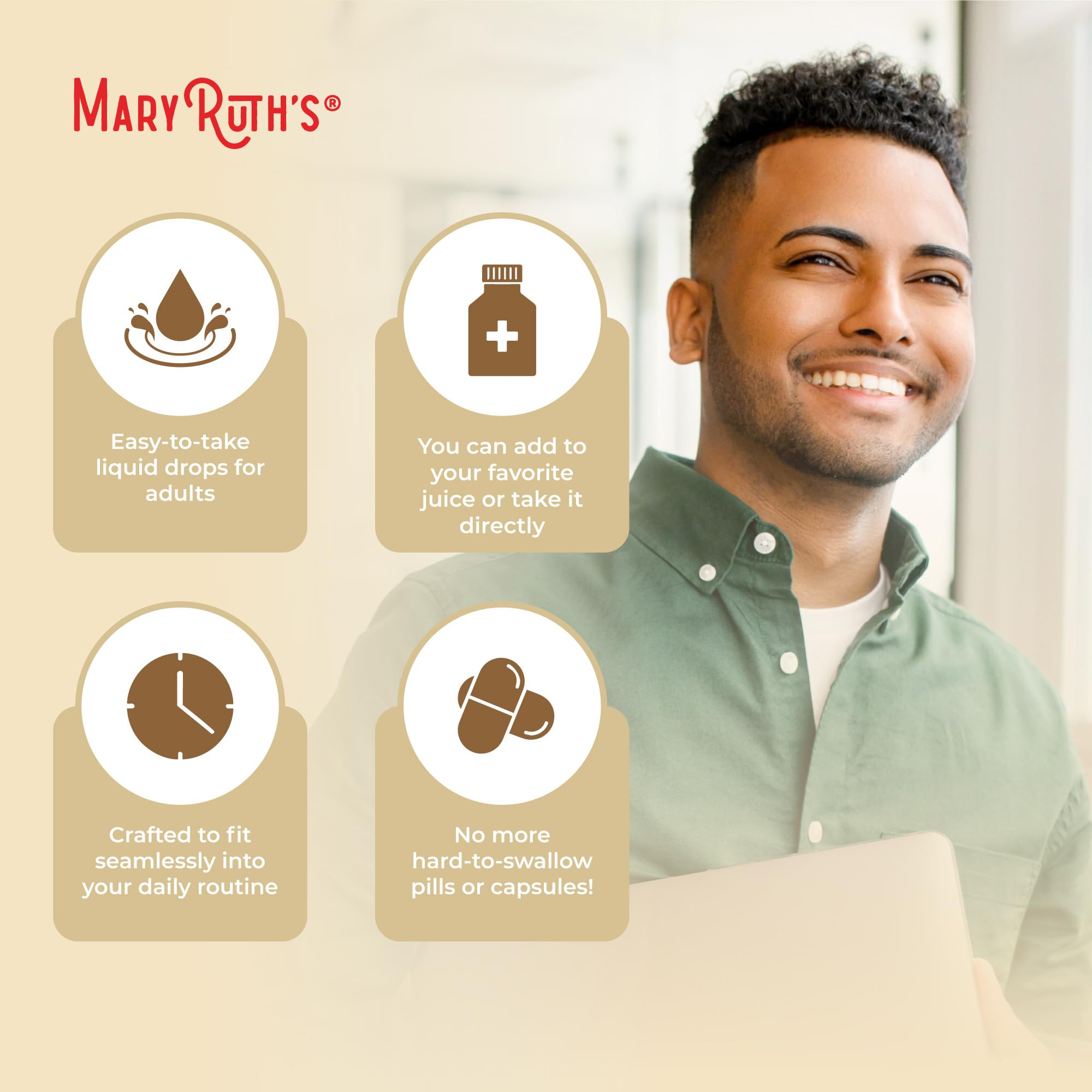 MARYRUTH'S frasco en mano para apreciar tamaño y conveniencia