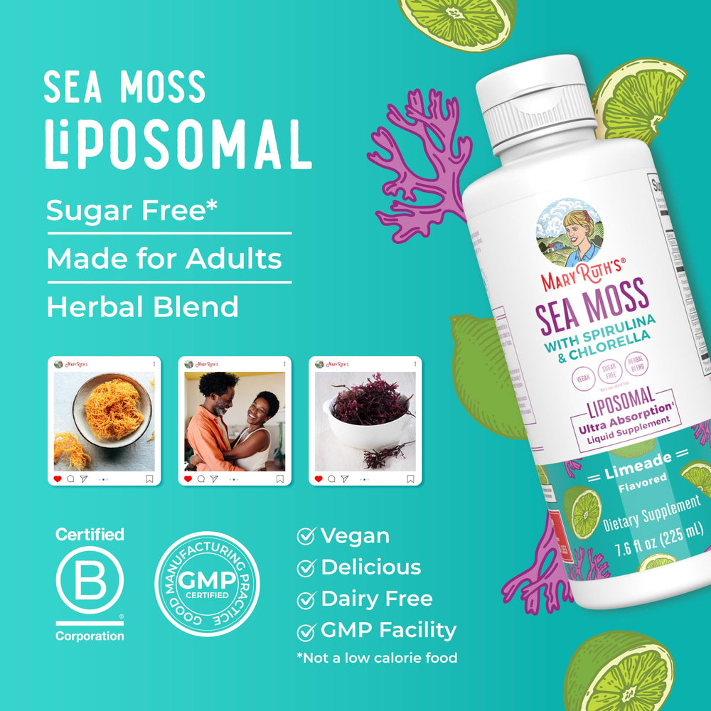 MARYRUTH'S caja con sellos GMP, Clean Label Project y B Corp