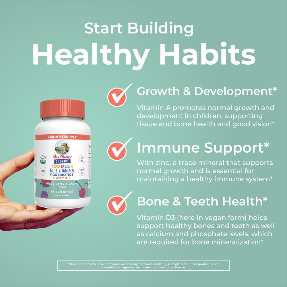 MARYRUTH'S etiqueta con lista de vitaminas y certificaciones orgánicas