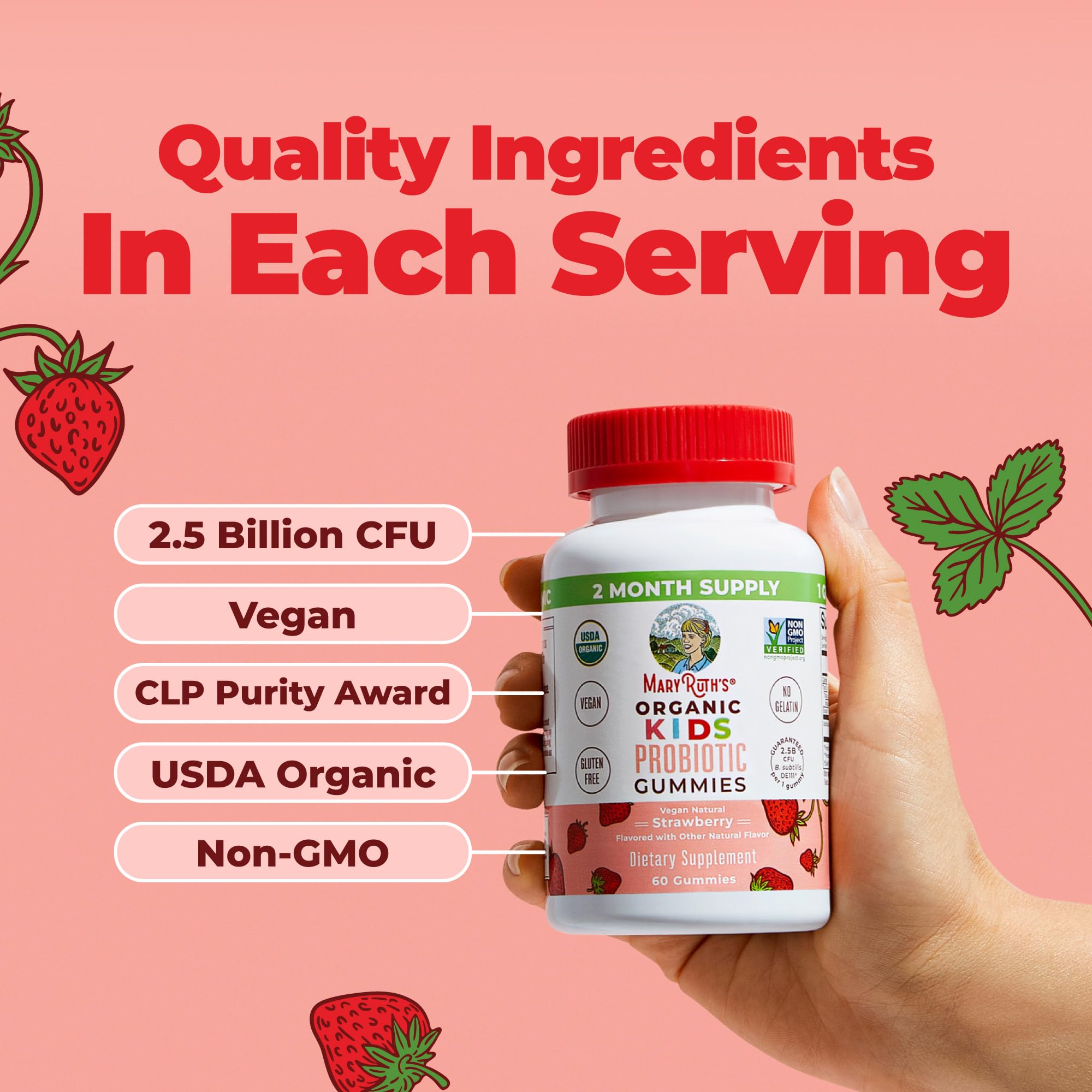 MARYRUTH'S etiqueta nutricional detalle, beneficio transparencia de ingredientes