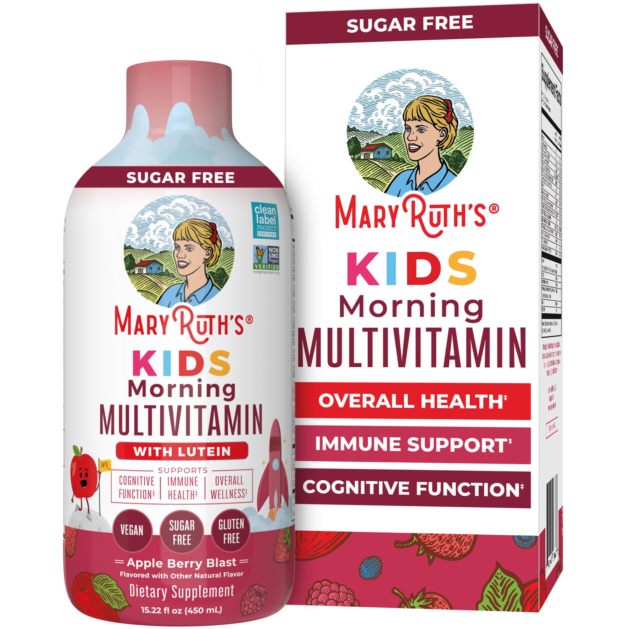 MARYRUTH'S frente del envase que muestra formato y sabor manzana-baya