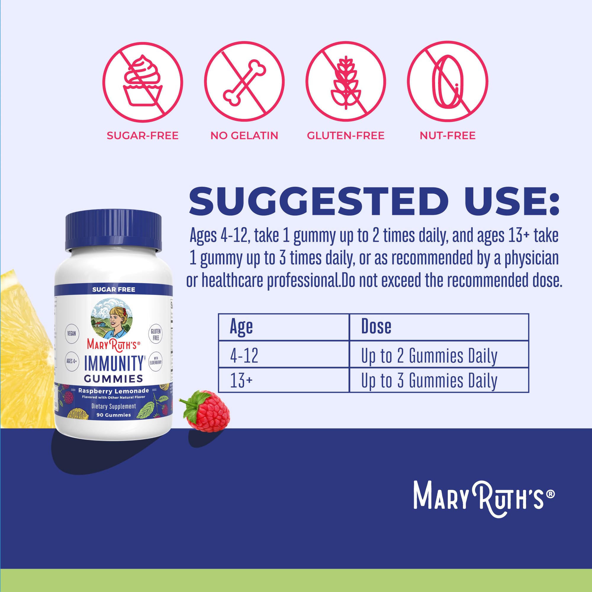 MARYRUTH'S gomitas en la mano para comparar tamaño y dosis, ideal para niños y adultos