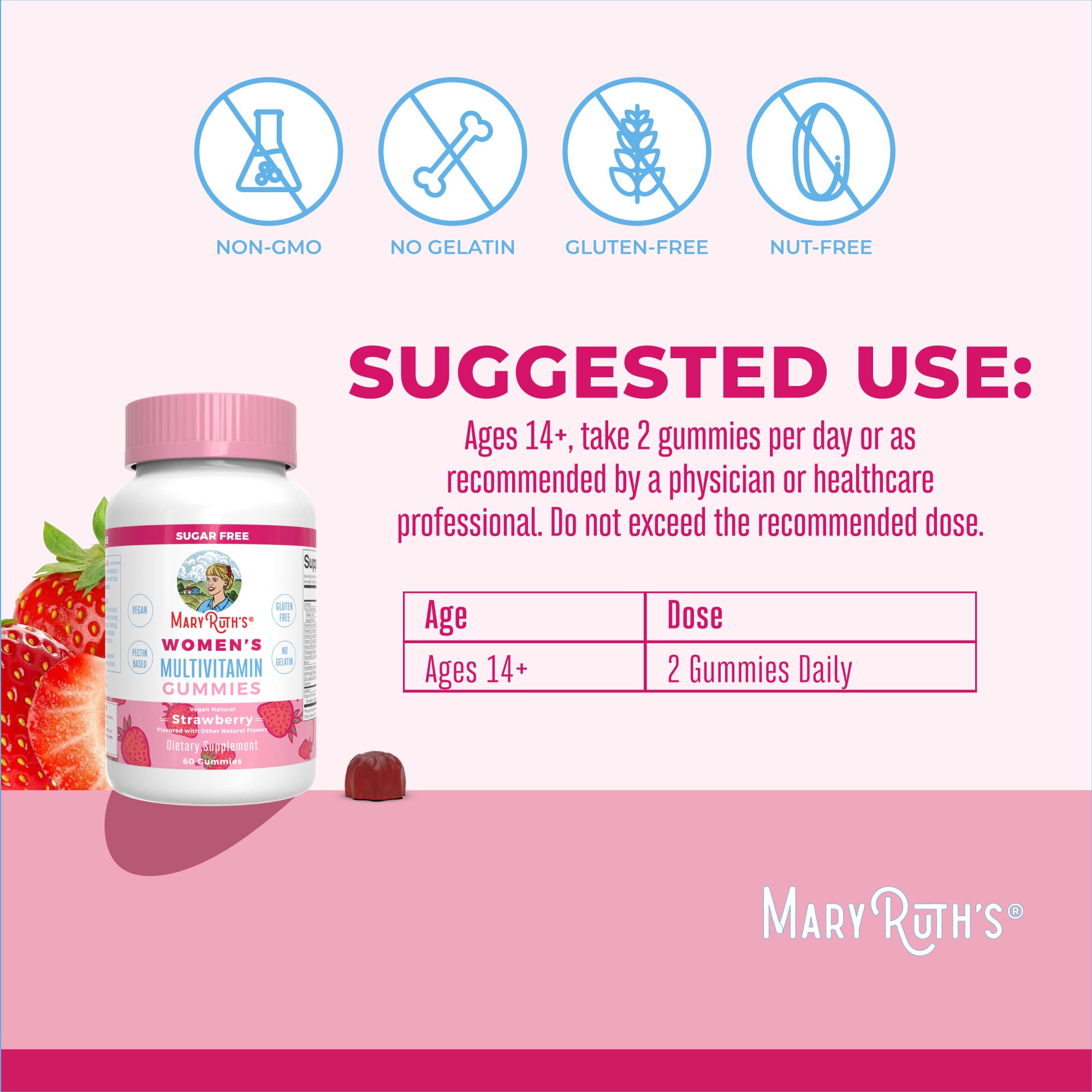 MARYRUTH'S bote abierto con gomitas para uso diario práctico