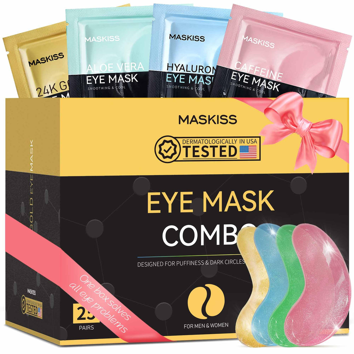 Maskiss empaque frontal mostrando 25 pares y beneficios visibles
