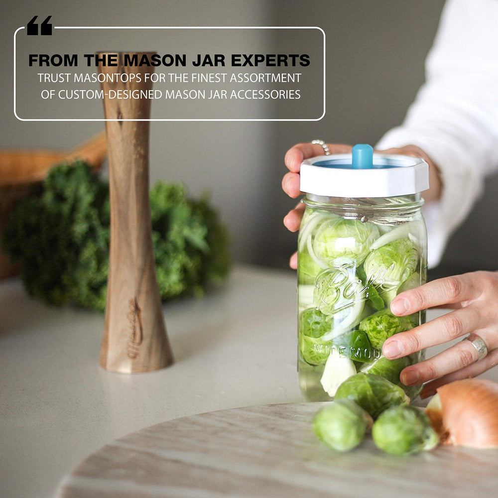 Masontops in kitchen scene illustrating convenient countertop use