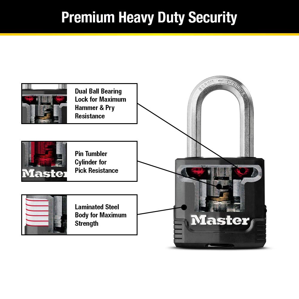Master Lock candado instalado en una cerca como protección exterior
