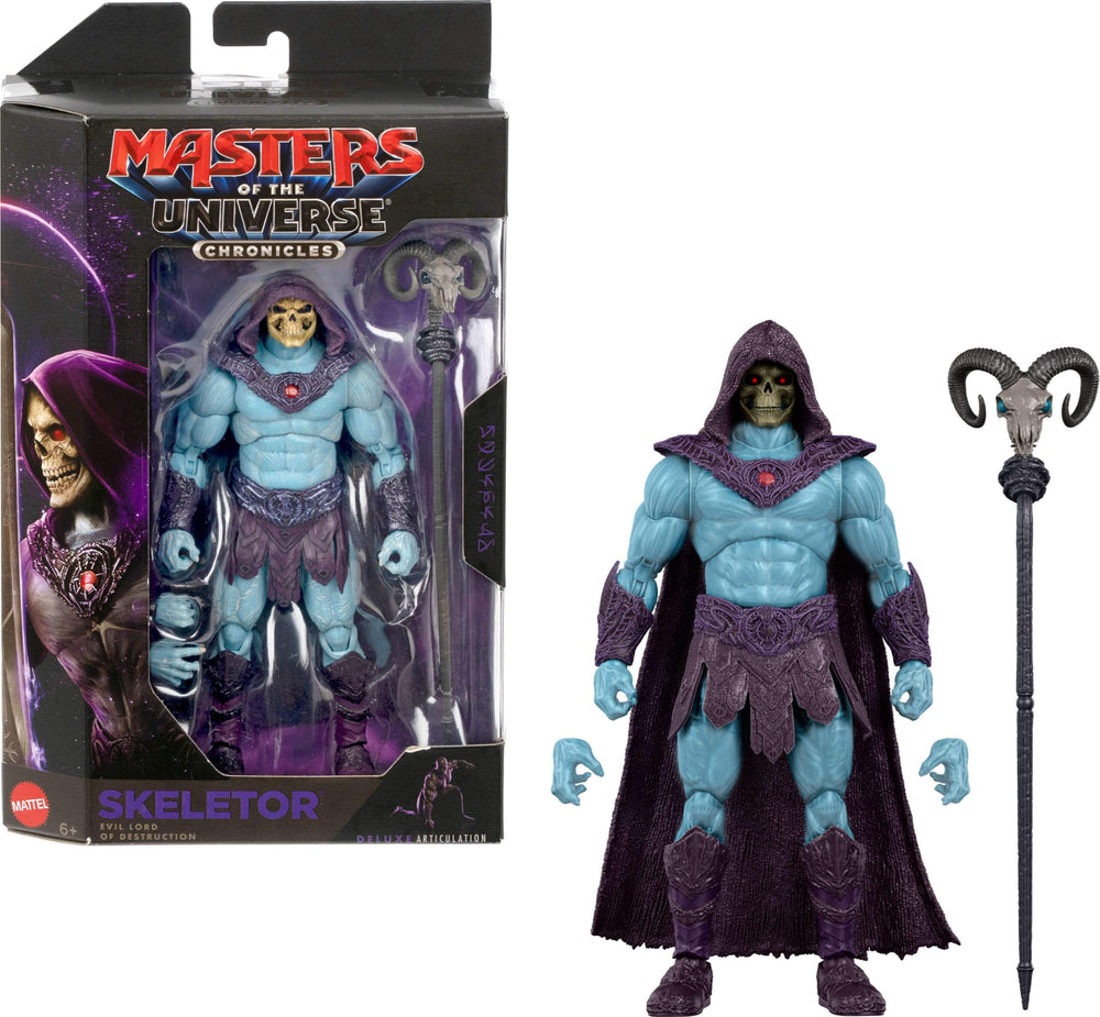 Masters of the Universe Skeletor front packaging showing movie-accurate display benefit