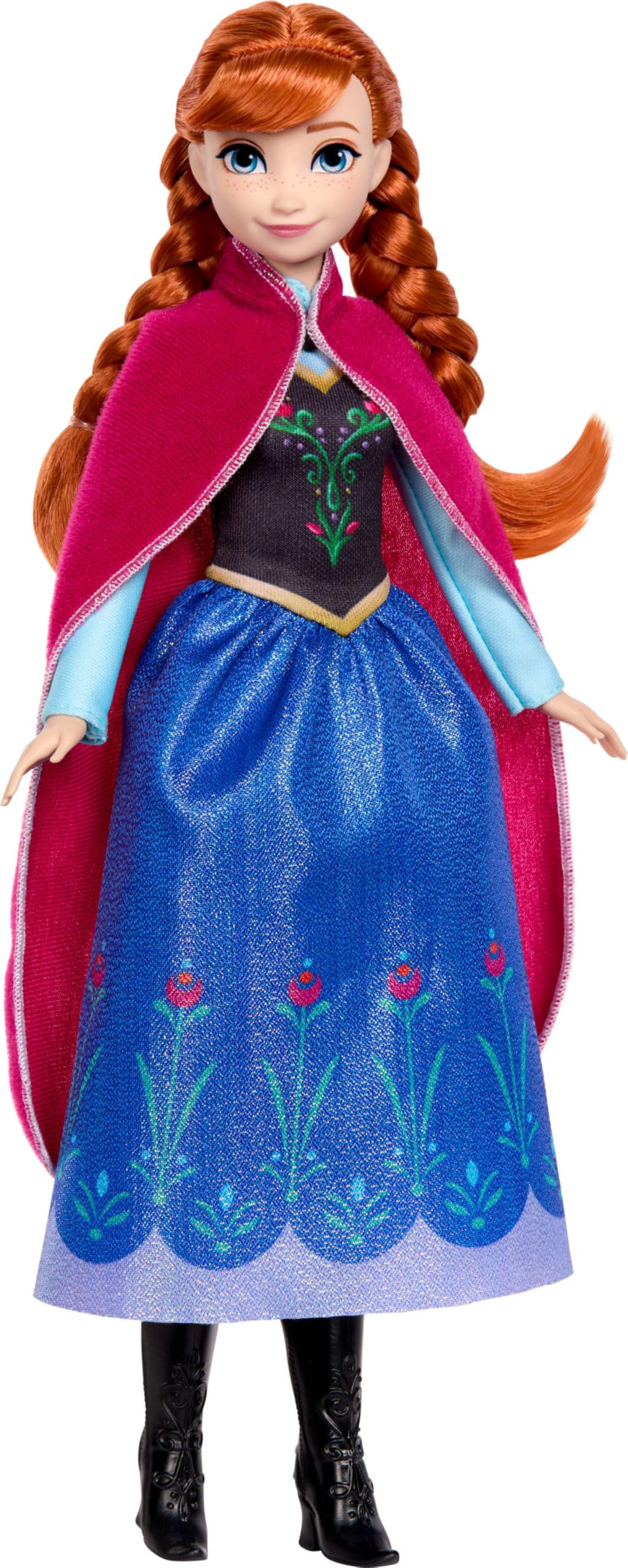 Mattel Anna en escena de juego con fondo pensado para recrear Frozen