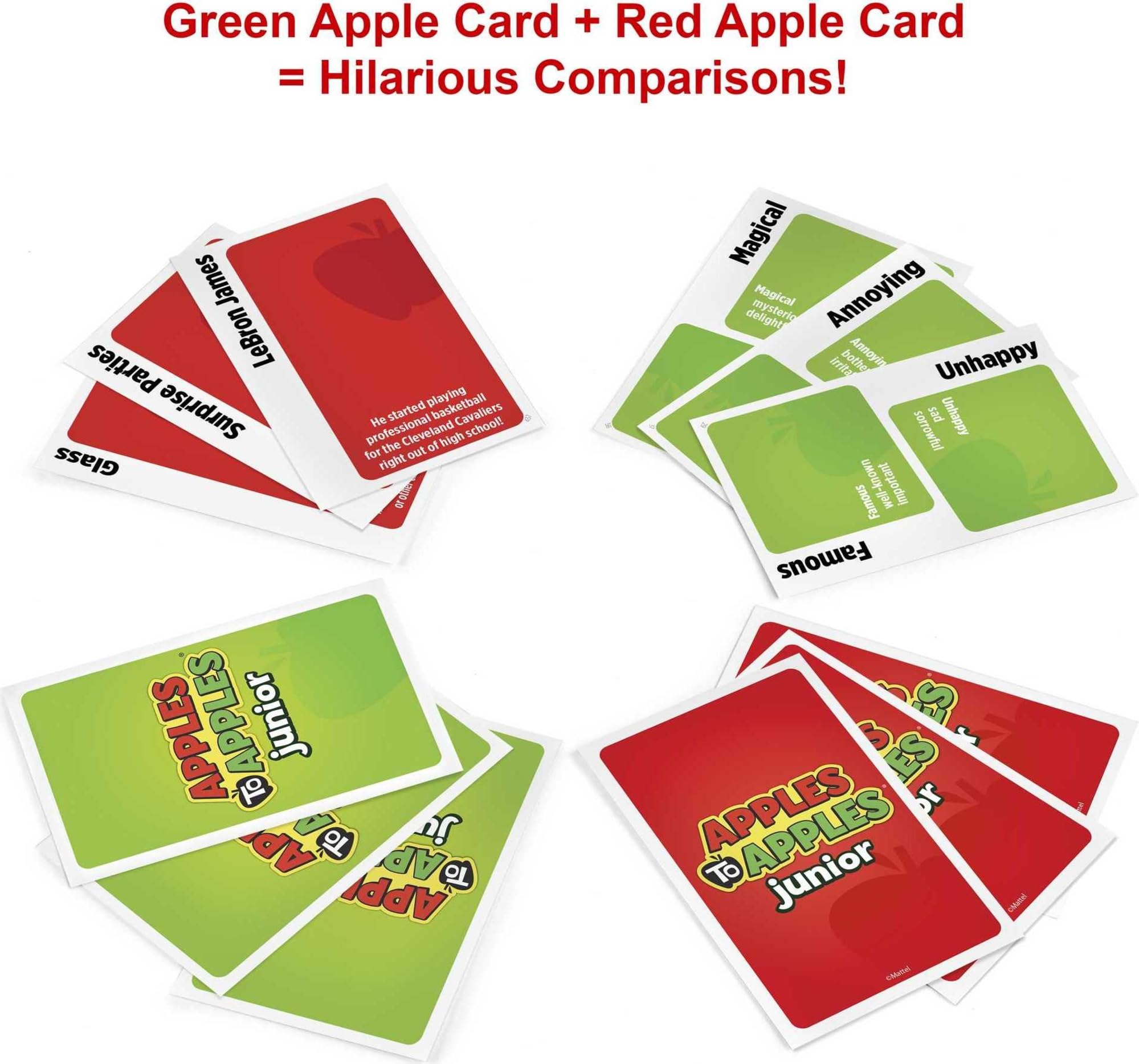 Mattel Games comparación de tamaño de cartas para entender escala