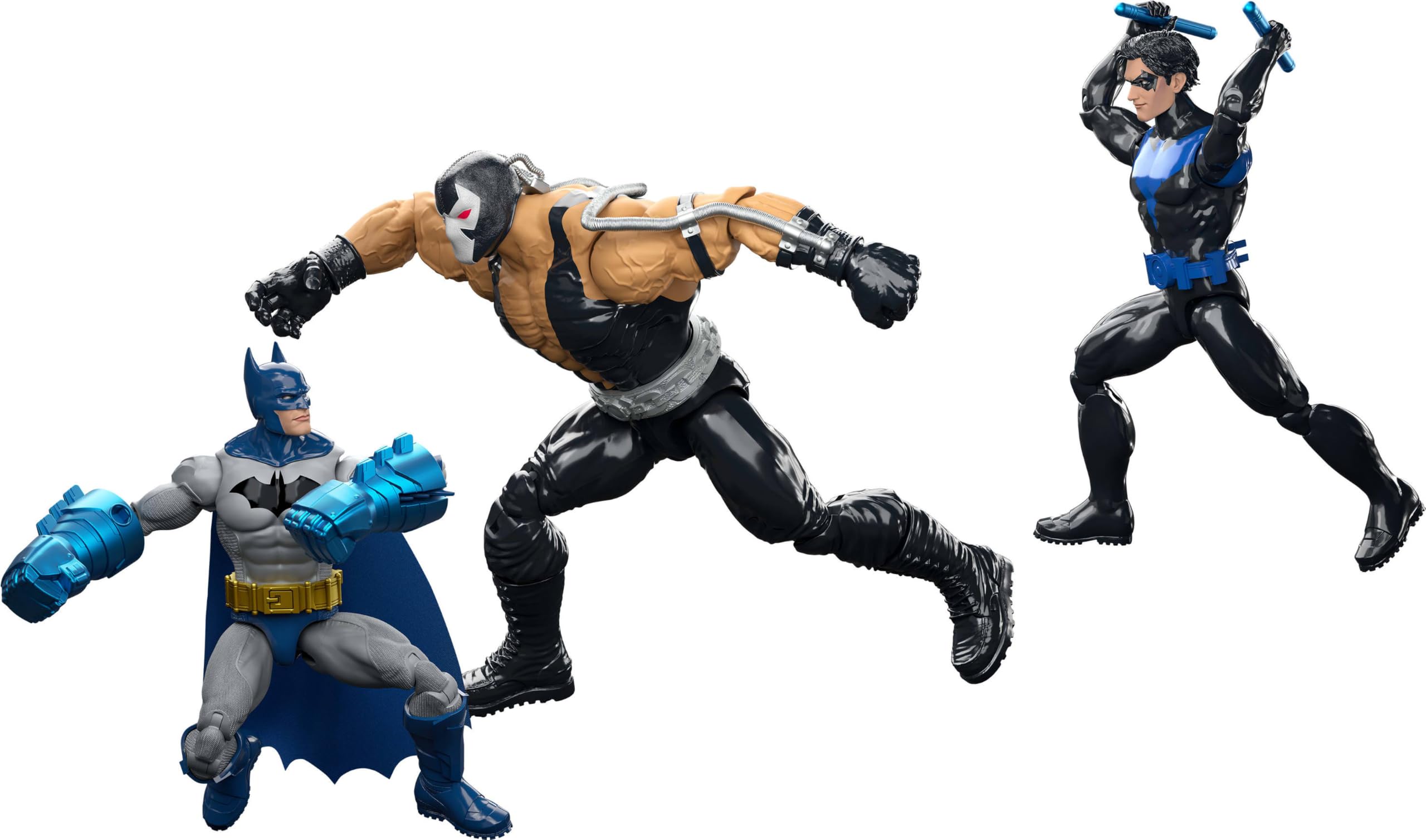 Mattel figura Batman frente con traje exclusivo y postura dinámica, ideal para coleccionar