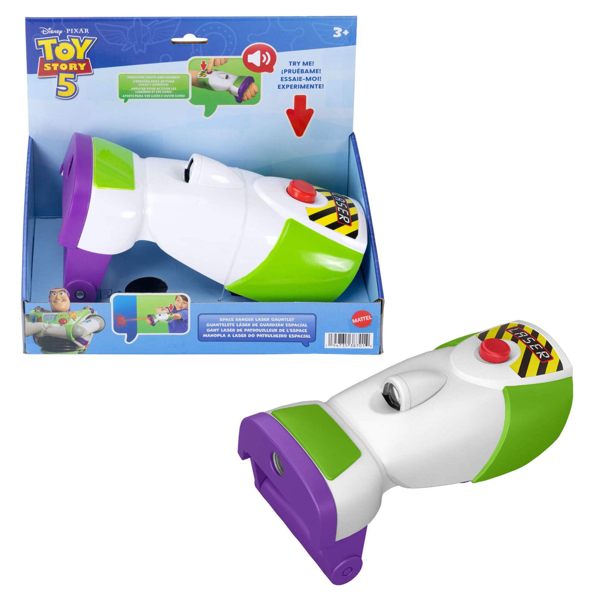 Mattel brazalete frontal mostrando leds y correas para juego realista